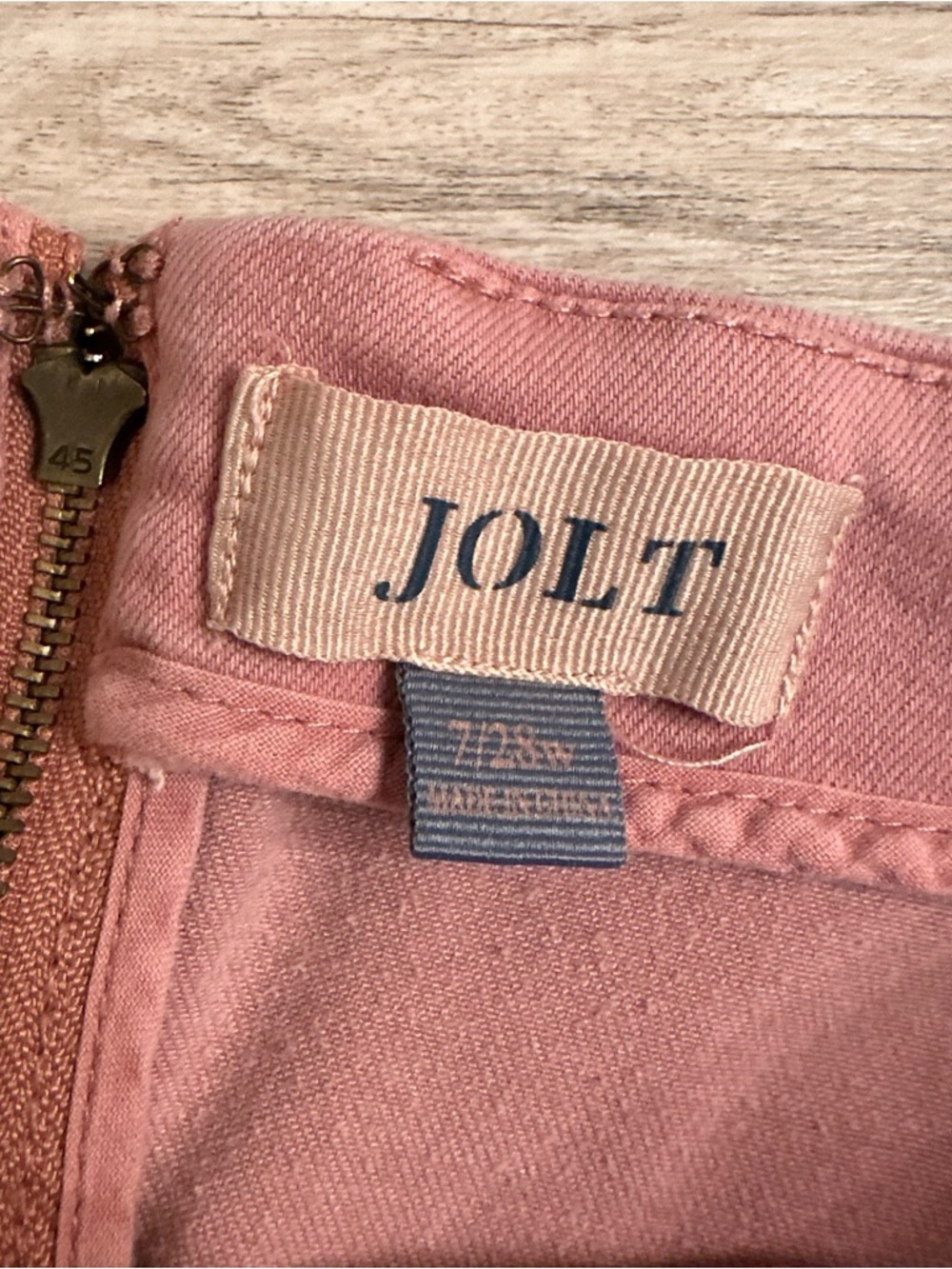 Jolt Pink Denim Mini Skirt High Rise Zip Back Casual Size 7/28/M - Picture 5 of 6